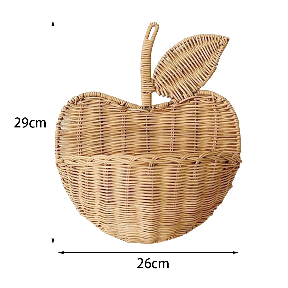 Плетените на ръка кошница от ратан във формата на ябълка, начало декор, Висящ органайзер за съхранение, екологични Ретро сладък подпори за стрелба