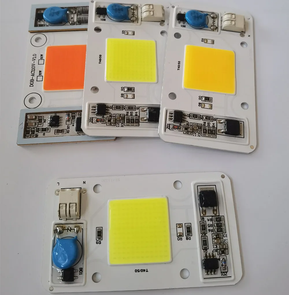 Led лампа с чип COB мощност 50 W; променлив ток от 110 В На 220 В; Вграден драйвер Smart IC; студен бял; топло бял; червен; зелен; син; жълт; розов; пълна гама от