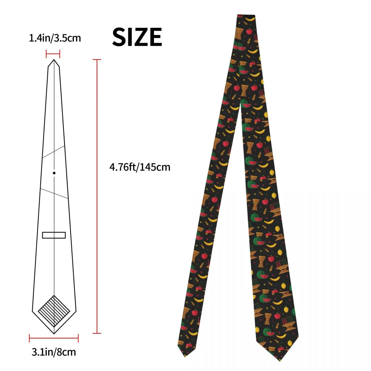 Мъжка вратовръзка Класически тесни вратовръзки с шарени Кванзаа, тясна яка, тънки ежедневни вратовръзка, Аксесоари за подарък