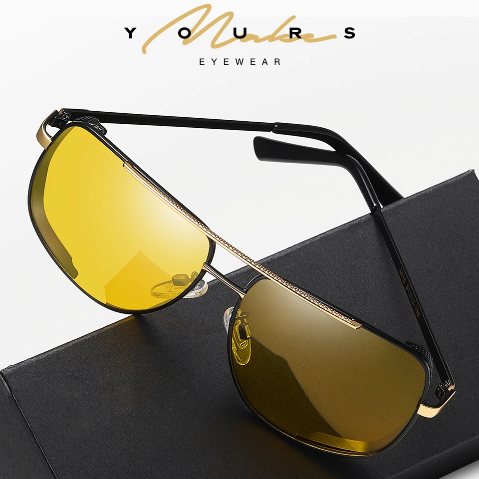 Нови Мъжки Поляризирани Слънчеви Очила в Квадратна Рамка, Метални Очила за Нощно Виждане За Шофиране, Фотохромичните Слънчеви Очила С Антирефлексно покритие HSA616