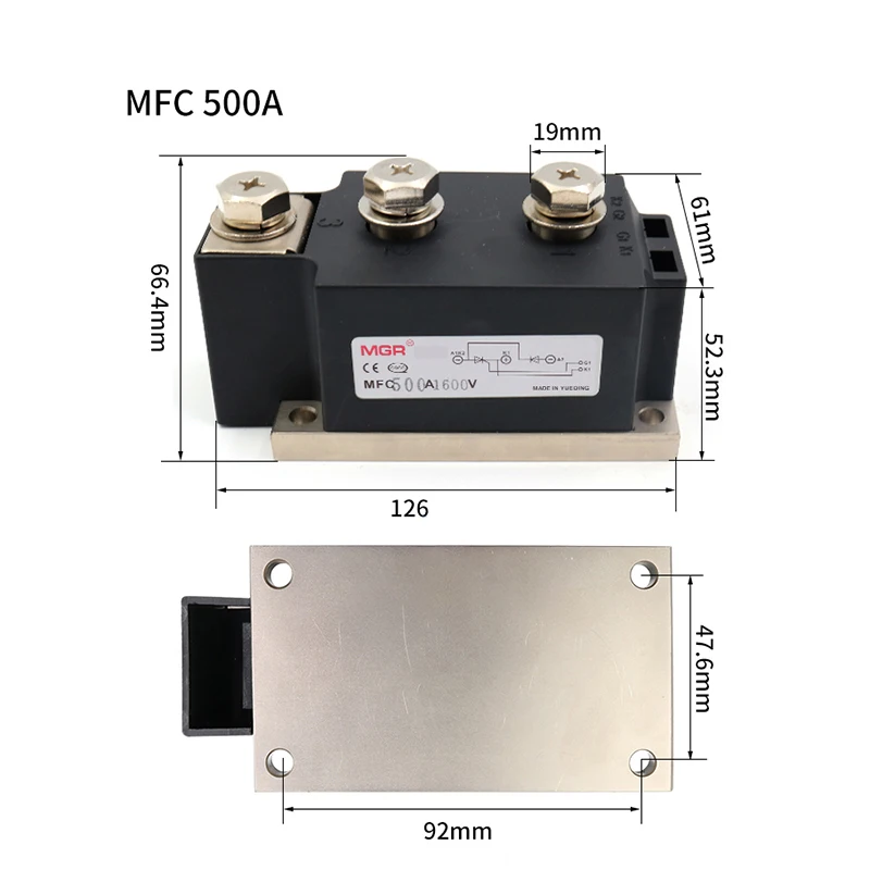 1 Бр. Промишленото твердотельное реле MFC-55A MFC-90A MFC-110A MFC-500A DC Control AC 1600V Радиатор, Приложим за реле 50A-200A