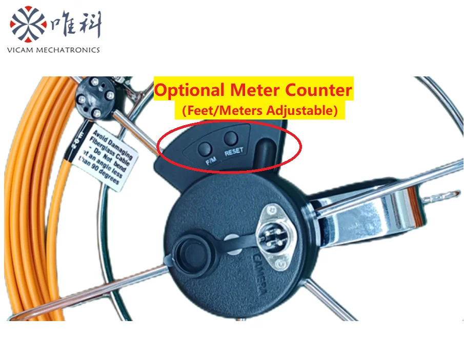Мини камера контрол на канализацията на Vicam 5,2 mm, Стекловолоконный кабел 20 м 50 м