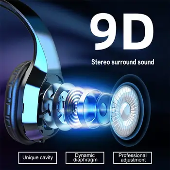 1 Комплект Преносими слушалки Безжични слушалки за слушане на съраунд стерео музика Поддръжка за възпроизвеждане на карта с памет/Кабелна връзка слушалки