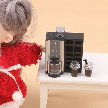 1 комплект мини-кафе машина за куклена къща с кафе чаши, украса на сцени от живота на куклена къща, реквизит за снимки
