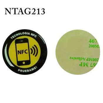 100 бр. IC-карти, 13,56 Mhz, антиметаллические тагове за карти nfc 213, епоксидни nfc стикер с лепило за всички телефони на nfc