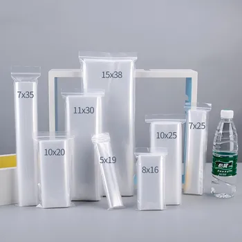 100 бр., само уплътняващи пакет с дълга лента, пластмасова прозрачна водоустойчив влагоустойчив, отговарят на високи уплътнителен чанта, Сгъстено запечатани пластмасови опаковки опаковки