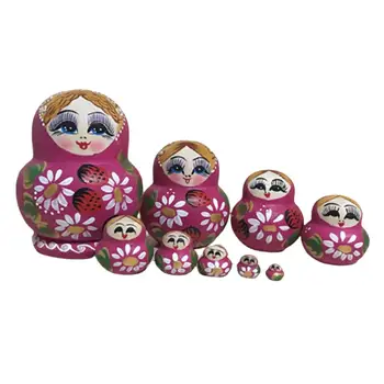 10x Дървени фигури на руски гнездене кукли ръчно изработени, укладывающие кукли-къщички с пожелания за офис, подарък за рожден Ден, домашен Великденски декорации