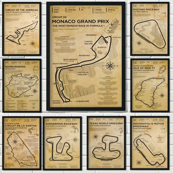 2021 Vintage F1 Formula Grand Track Издание На Състезателна Кола От Формула 1 На Пистата Плакат Украса Арт Декор Живопис Начало Декор Платно Плакат