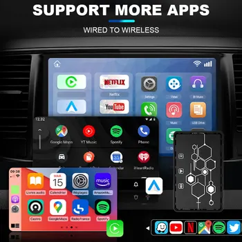2023 Безжичен Carplay Android Auto 3 в 1 адаптер Mini Box Вграден YouTube, Netflix Безжична огледало USB Play GPS за кола