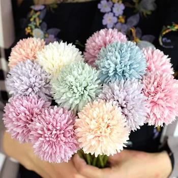 20pcs Букет изкуствени цветя, цветя с топки от хризантеми, подарък за Glorious Moral за домашния офис, домашно парти, направи си сам, сватба