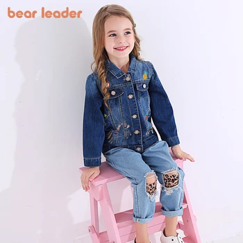 Bear Leader/Дънкови детски дрехи, Нови Пролетни палта за деца, Ежедневни Детски Връхни Облекла с животни и Дъга За момичета, Деним яке с Единорогом За момичета