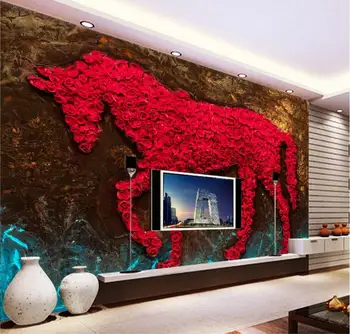 Beibehang Тапети по поръчка декорация на дома, абстрактно изкуство триизмерна картина с маслени бои роза Джунма романтична телевизор 3D тапети
