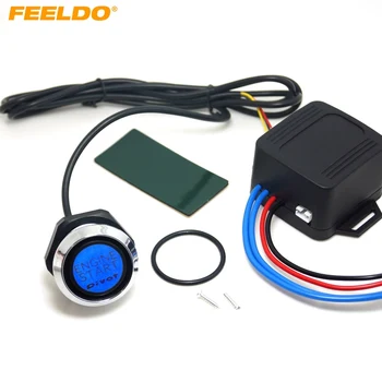 FEELDO 1 комплект одноклавишных ключове стартиране на двигателя автоматично дооснащения кола със син индикатор