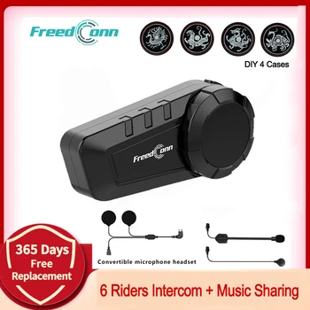FreedConn KY PRO, мотоциклети Bluetooth 5.0, домофон, водоустойчив каска, слушалка за споделяне на музика, FM-радио 2000 м за 6 състезатели