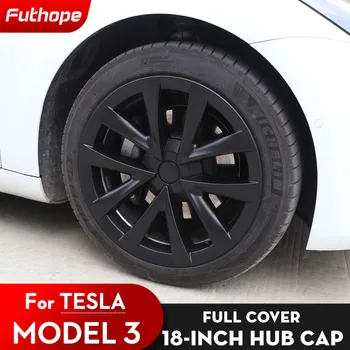 Futhope 4шт 18-инчовата капачката на главината за Tesla 21-23 Модел 3 Капак на колелото Пълна подмяна на автомобилни покривала Аксесоари