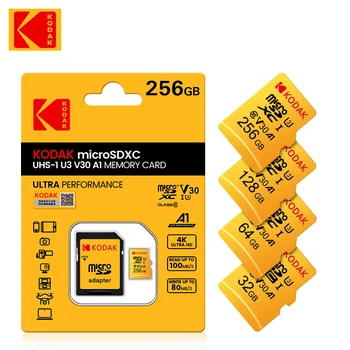 KODAK EVO Plus 128 GB Карта памет 256 GB U3 4K Micro SD Карти 64 GB 32 GB SDHC, Microsd UHS-I C10 TF Trans Flash Microsd 100 MB/S.