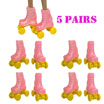 NK 5 двойката/лот, ново записване, розови ролери, обувки за Барби кукли, модни къси ботуши, спортни играчки 