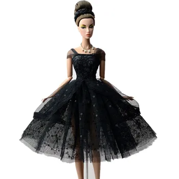 NK Официален, 1 бр., луксозна сватбена рокля за кукла Барби, денс парти, облекло на булката, черна лейси облекло за кукли 1/6 BJD, аксесоари за кукли