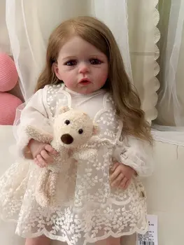 NPK 24-инчов възстановената кукла за най-малките момичета, вече боядисана, Готова кукла принцеса Санди, популярна реалистична мека на допир 3D-художествена кукла