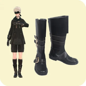 NieR: Automata 9S YoRHa №9 Тип S, черни обувки за cosplay, обувки, аксесоари за костюми за cosplay за Хелоуин, карнавал