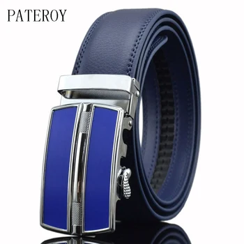 [PATEROY] Дизайнерски мъжки колани От висококачествена естествена кожа, Мъжки колан луксозни Ceinture Homme Luxe, Синя автоматична марка Кемер