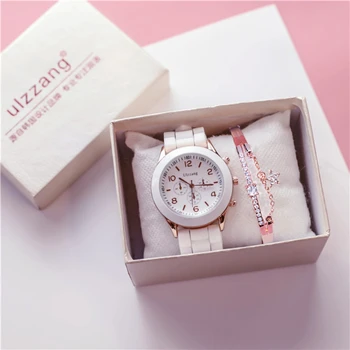 Relogio Feminino Нова мода Ежедневни дамски бели силиконови Женевские кварцови часовници Дамски спортни цифров часовник Празничен подарък Chasy