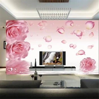 beibehang papier peint, тапети по поръчка, 3D стенопис, водна роза, TV-фон, монтиране на украса, боядисване, тапети за хола, спалня