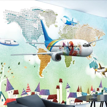 beibehang Ръчно рисувани акварел, самолет, детска стена с северният вятър, голяма фреска на поръчка, на околната среда и тапети papel de parede