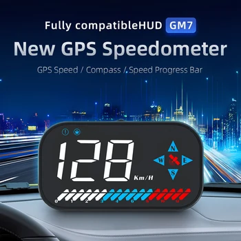 Авто HUD дисплей GM7 км/ч, автомобилен GPS за измерване на Скоростта, Компас, умни часовници, декор, цифрови датчици, аксесоари за автомобилна електроника