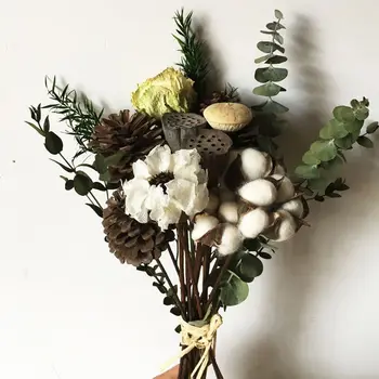 Аксесоари за дома, имитация на сухи цветя е в скандинавски стил, Памук, листа от евкалипт, Изкуствен Букет цветя, Естетика декор на сватбени стая