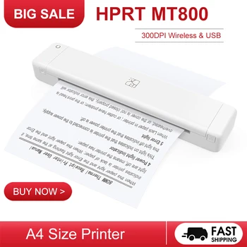 Безжичен портативен принтер формат А4 HPRT MT800 с директен термопереносом, принтер за договорни документи, PDF, Word, печат на снимки