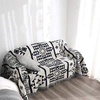 Геометрично покривка за дивана, памучно утяжеленное одеяло, покривка за стола, калъф за дивана, вязаное покривка за легло в пътя