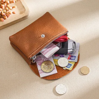 Дамски малки портфейли от телешка кожа на първия слой, модни дамски къси портмонета за монети, чанта за момичета, държач за карти, чанта за пари