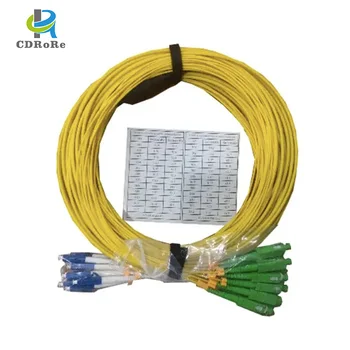 Директен фабрично преход от LC/UPC ДО SC /APC Однорежимный Оптичен пач кабел G657A1 с разветвлением, 12-Жилен Предварително Третирани с Оптичен кабел, 1 метър
