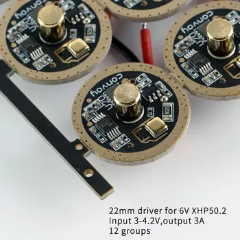 Драйвер за led xhp50.2, вход 3-4.2, изход 3А, с диаметър 22 мм., без pwm, контрол на температурата, 12 групи