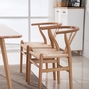 Ергономични Мобилни трапезни столове С кожени подлакътници на скандинавския дизайн, Дървени Трапезни столове, Модерна Луксозна мебел Cadeiras De Jantar
