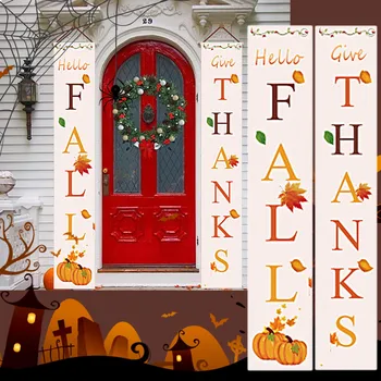Есенни декоративни банери, украса за Парти в чест на Деня на благодарността, есенна табела на вратата, тиква, клен, 12 дни, коледни камбани, нова година, определени