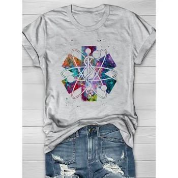 Женска тениска Rheaclots със символа радиология и нуклеарна медицина, принтом 
