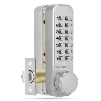 Заключване с парола от с сплав, издръжлива на механични заключване, сребърен защитен брава за врати с дебелина 30-60 мм, Външна вътрешна