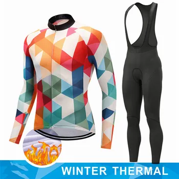 Зимен комплект от термо-руно 2023, Джърси за велоспорта, състезателен велосипед, велосипеди костюм, планинска велосипедна дрехи, колоездене Ropa Ciclismo