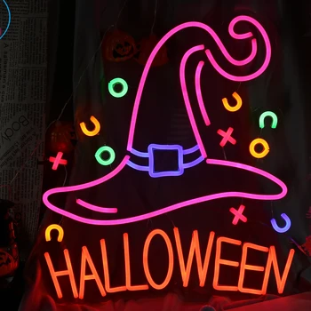 Изработена по поръчка led гъвкав неон табела визуални изкуства Бар, Пъб, клуб Стенно подвесное гъвкаво осветление за украса означения Happy Halloween neon