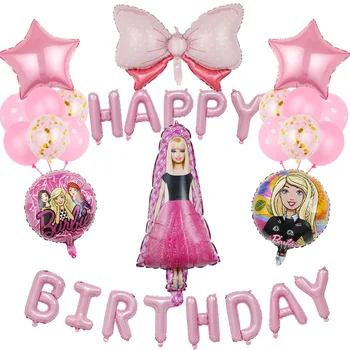 Кавайная кукла Барби, украса балони за рождения Ден, аниме Рисунка, Сватба и за деца, така и за момичета, детски душ, балони от алуминиево фолио