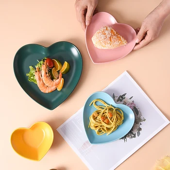 Керамична чиния във формата на сърце от европейския карикатура, мультяшная детска посуда, Хляб за закуска, плодови чиния, цветна купа във формата на сърце