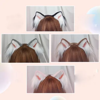 Котешки уши ръчно изработени, ластикът за коса с уши на животни, имитация на щипки за коса в стил Лолита