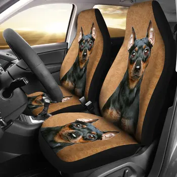 Красиви калъфи за автомобилни седалки с принтом миниатюрен пинчера, Комплект от 2 теми, аксесоари за кола, калъф за седалка