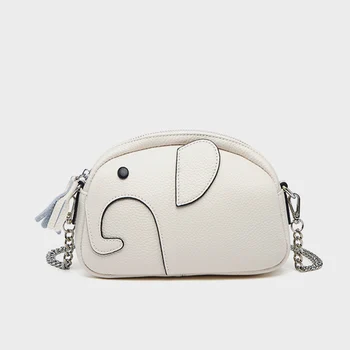 Креативна ръчна чанта с кръгла форма, във формата на слон, модерен дизайн, клатч от естествена кожа, малка дамска чанта през рамо, сива чанта за момичета