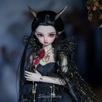 Кукла BJD 4 точки sd стоп-моушън луната облекло черен елф оригинален автентичен грим, обличане на кукли с ръчно изработени bjd 1/4
