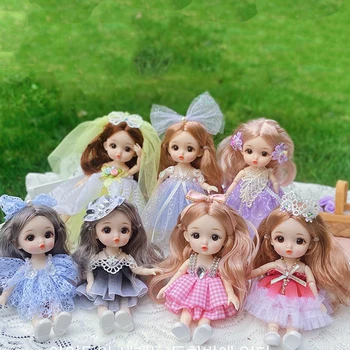 Кукла Момиче играчка Мини Кукла Гъвкави става Детска 3D кукла Красиви играчки за момичета Дрехи Мода кукла 17 см Подаръци за момичета-Добрата приятелка