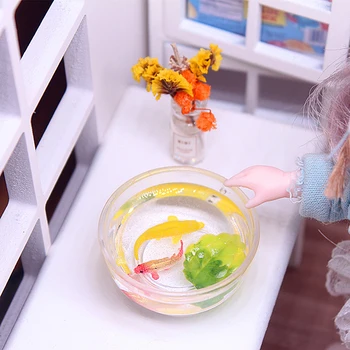 Куклен миниатюрен стъклен аквариум с рибки, в аквариума, куклена къща, украса за дома, играчки за украса куклена къща, занаяти, детски подарък 42*20 мм