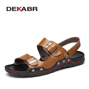 Летни мъжки сандали DEKABR, мъжки ежедневни обувки от естествена кожа, леки класически римски сандали, улични модерен мъжки чехли